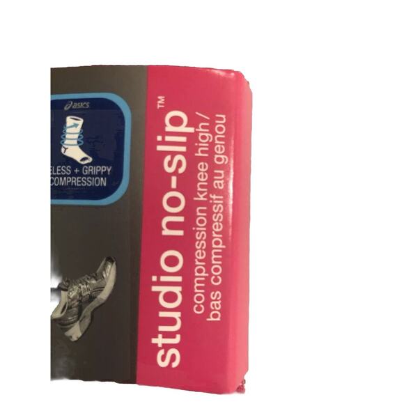 2 ASICS Womens Performance Compression Knee High Toeless No Slip Lg Socks Pink - Picture 6 of 9